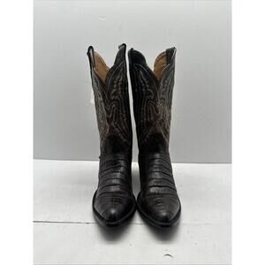 JB Dillion Genuine Caiman Belly Cowboy Boots Men’s 9.5 D Brown Square Toe